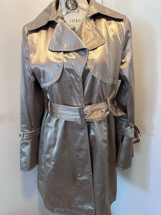 Hilary Radley Jackets & Blazers - Metallic Gold Trench Coat with Belt
